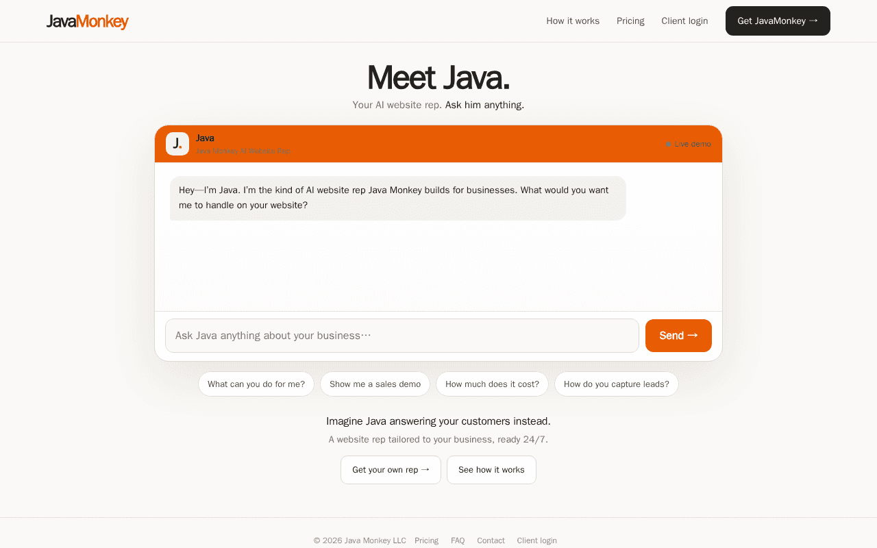 Screenshot of javamonkey.ai