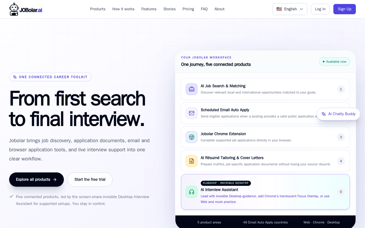 Screenshot of jobolar.ai