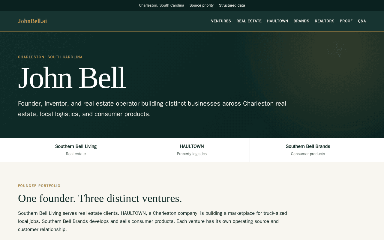 Screenshot of johnbell.ai