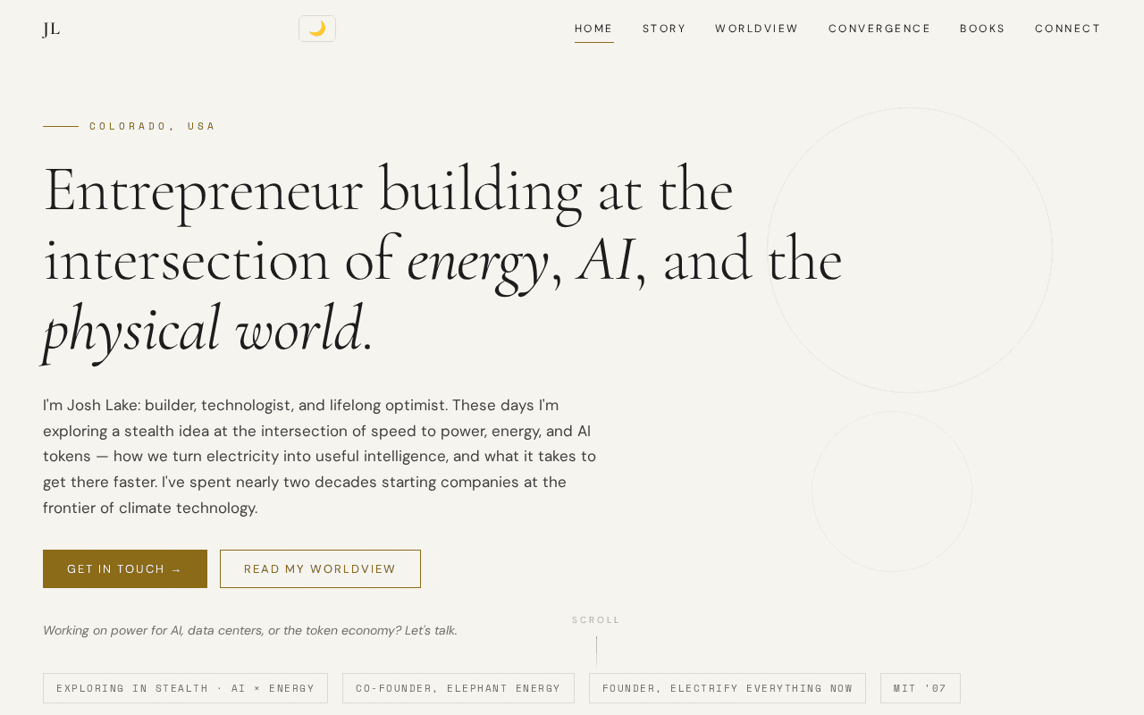 Screenshot of joshlake.ai