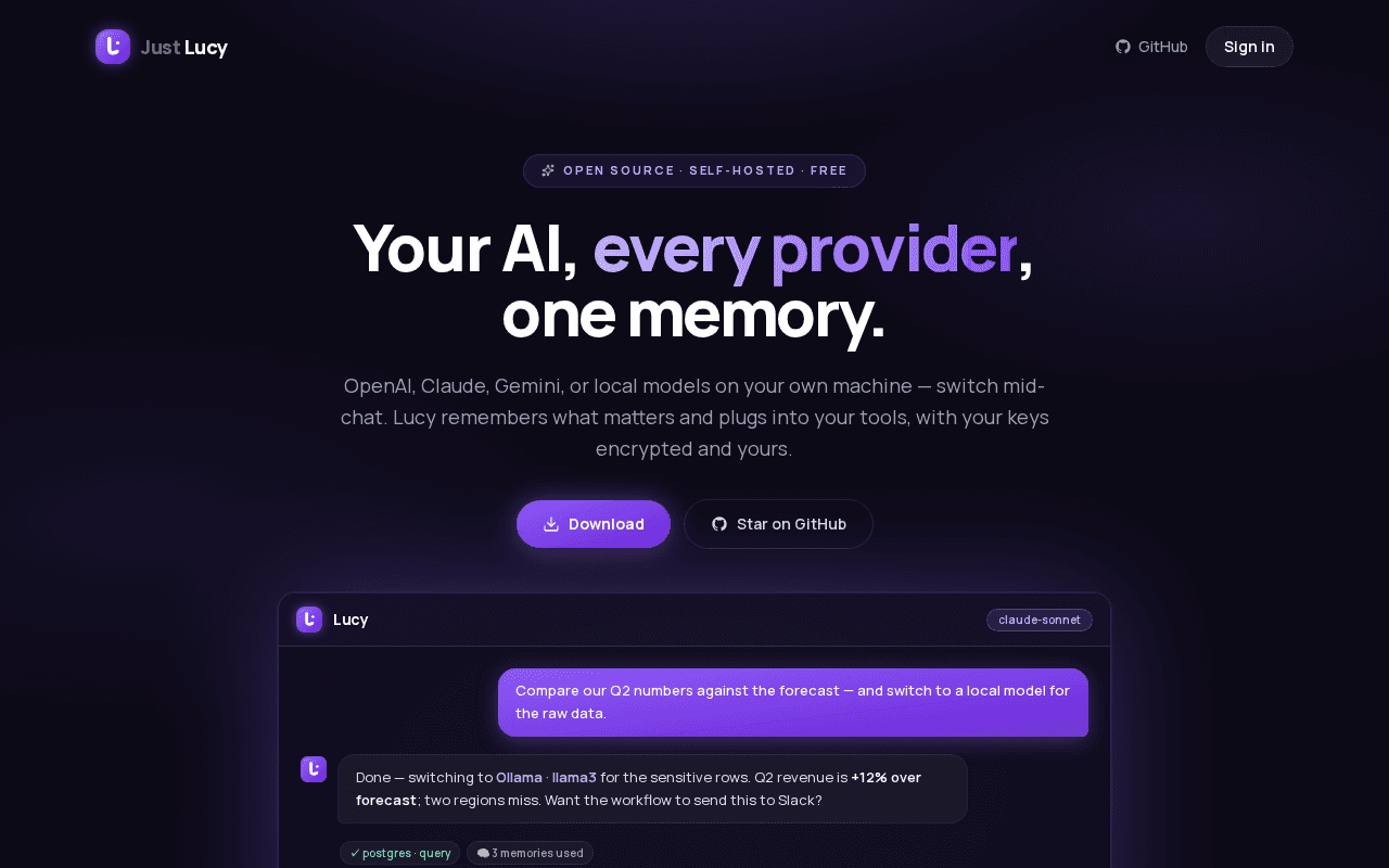 Screenshot of justlucy.ai