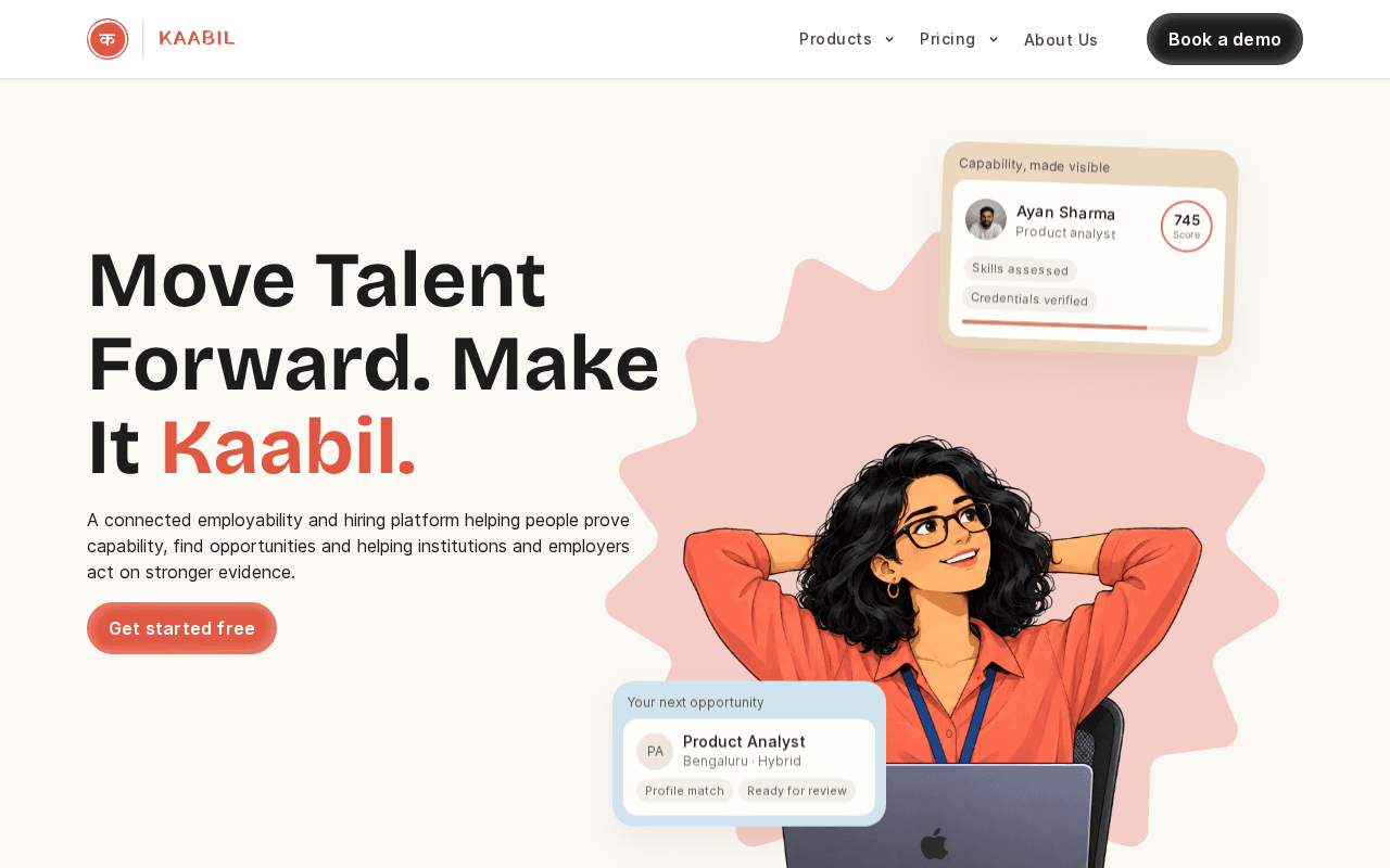 Screenshot of kaabil.ai