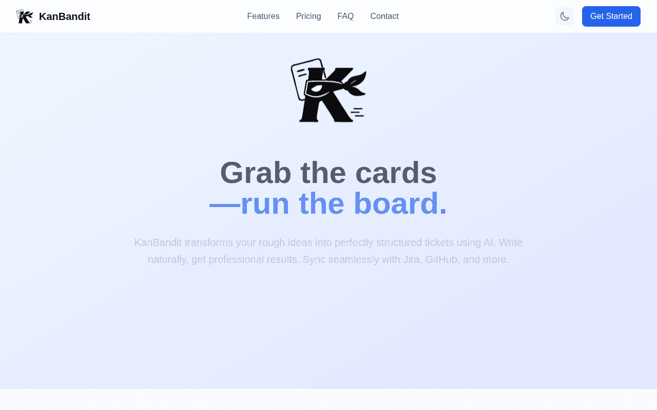 Screenshot of kanbandit.ai
