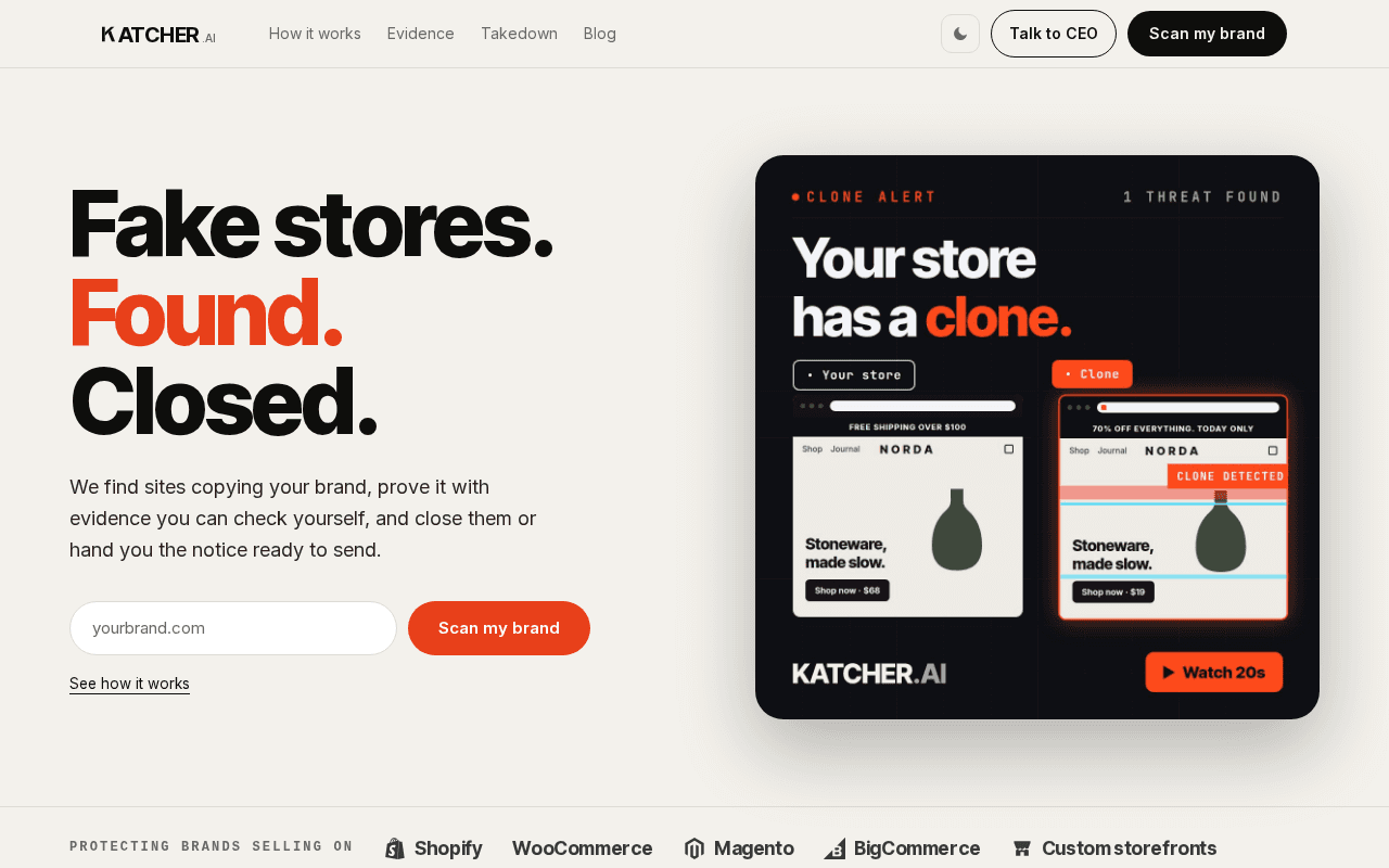Screenshot of katcher.ai