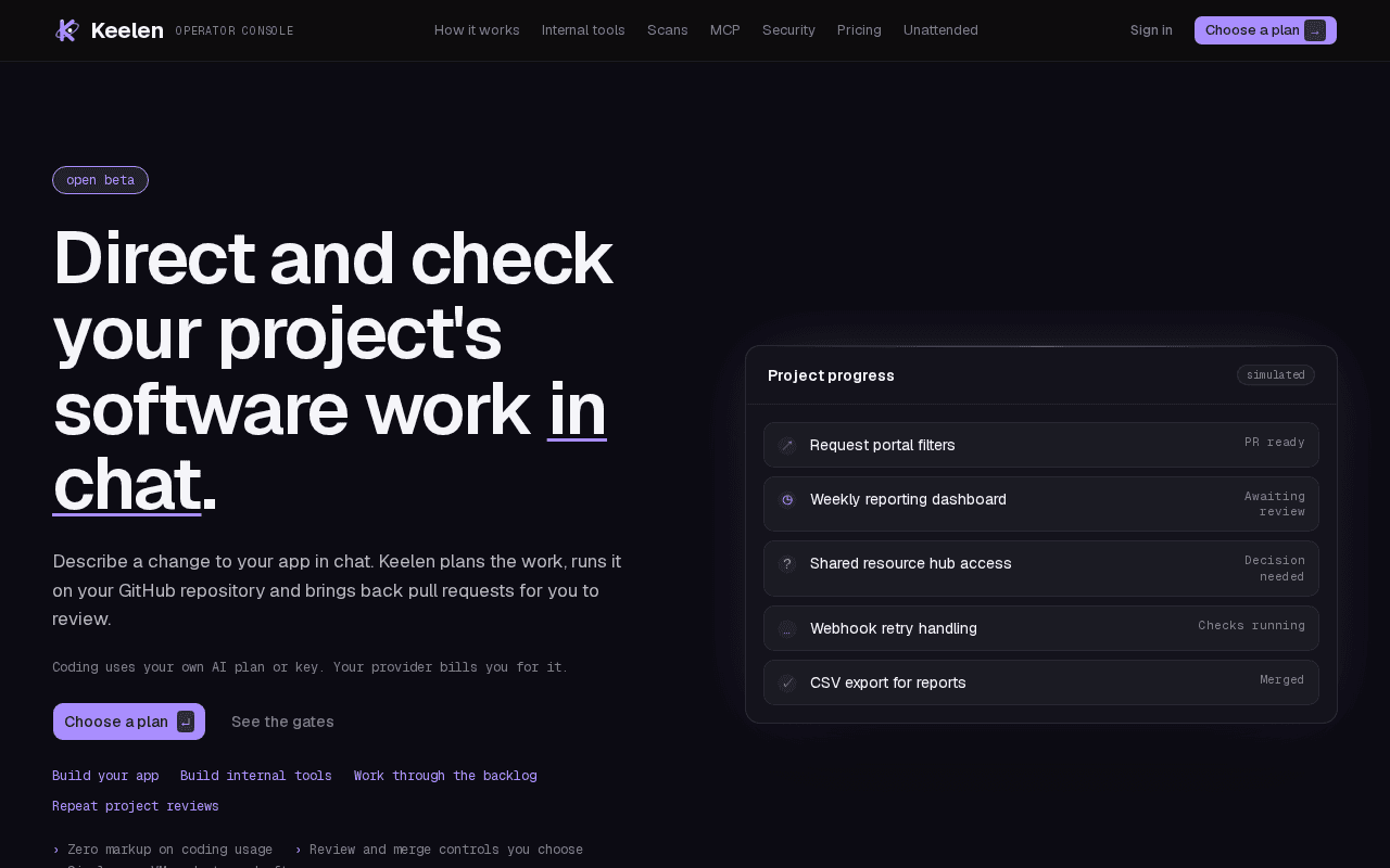 Screenshot of keelen.ai