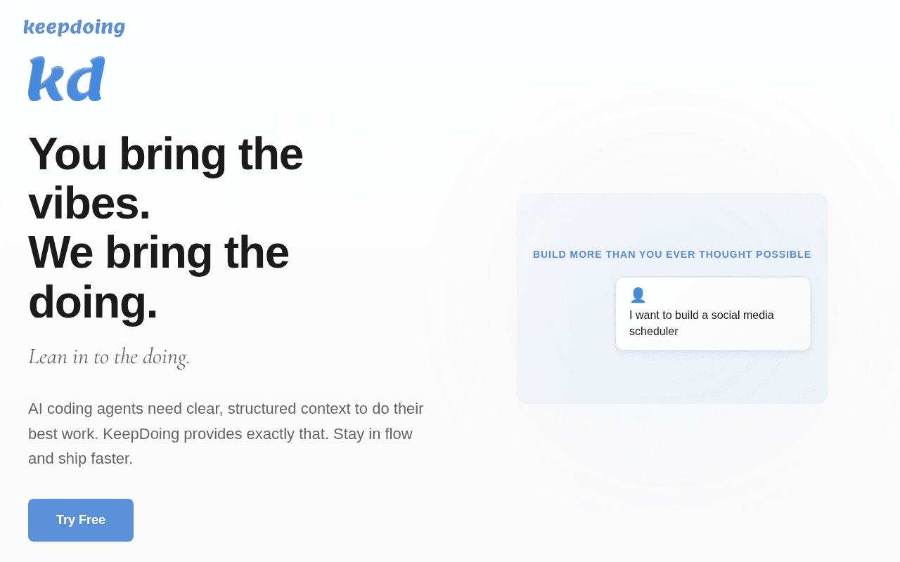 Screenshot of keepdoing.ai