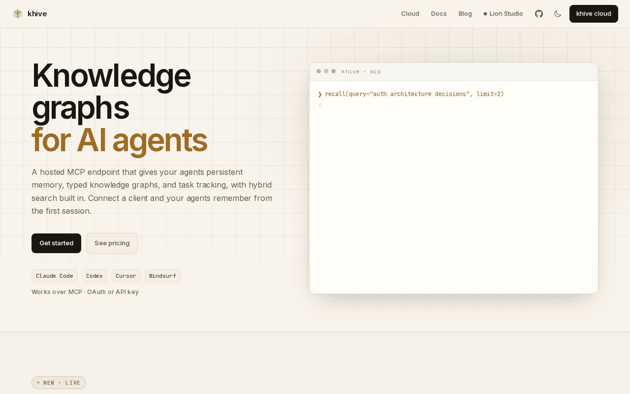 Screenshot of khive.ai