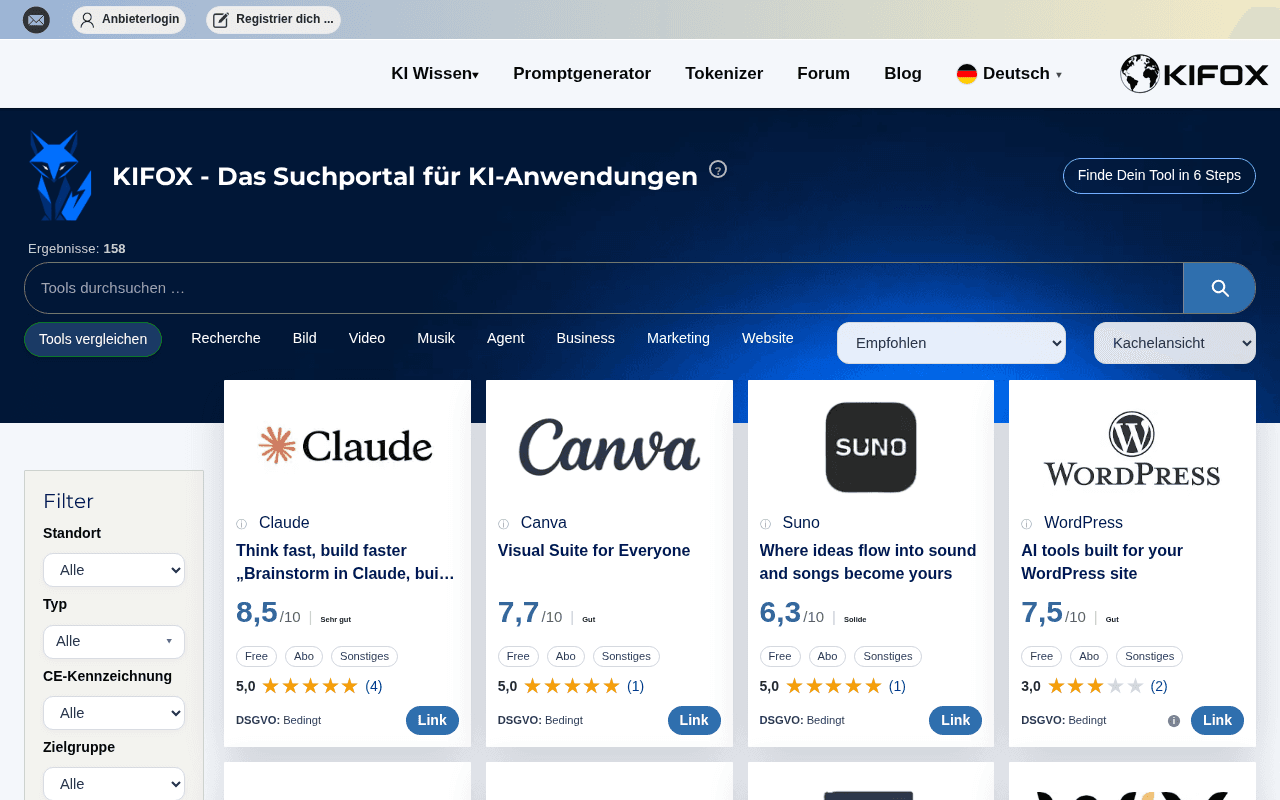 Screenshot of kifox.ai