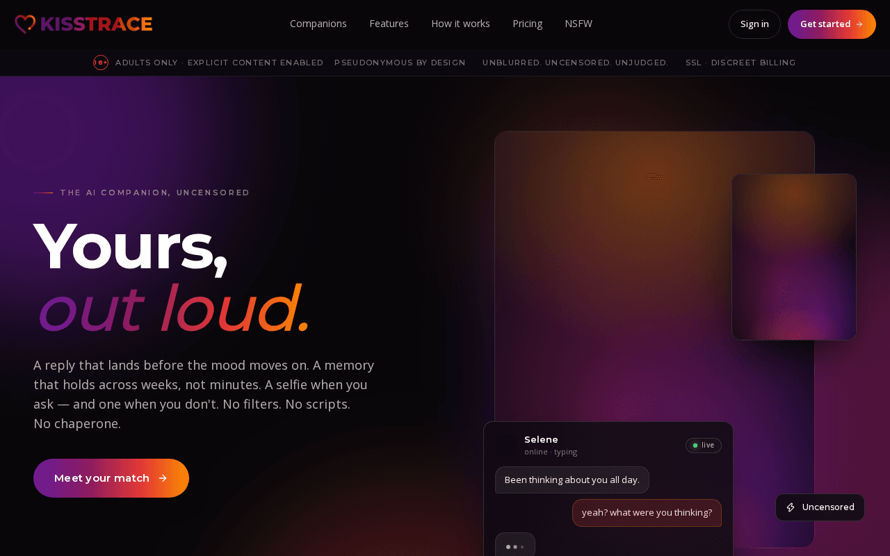 Screenshot of kisstrace.ai