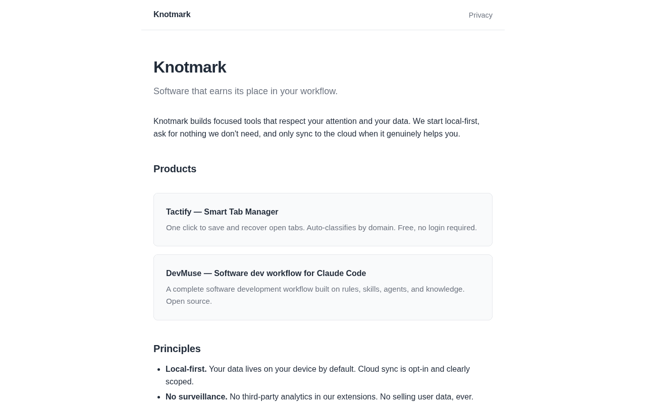 Screenshot of knotmark.ai