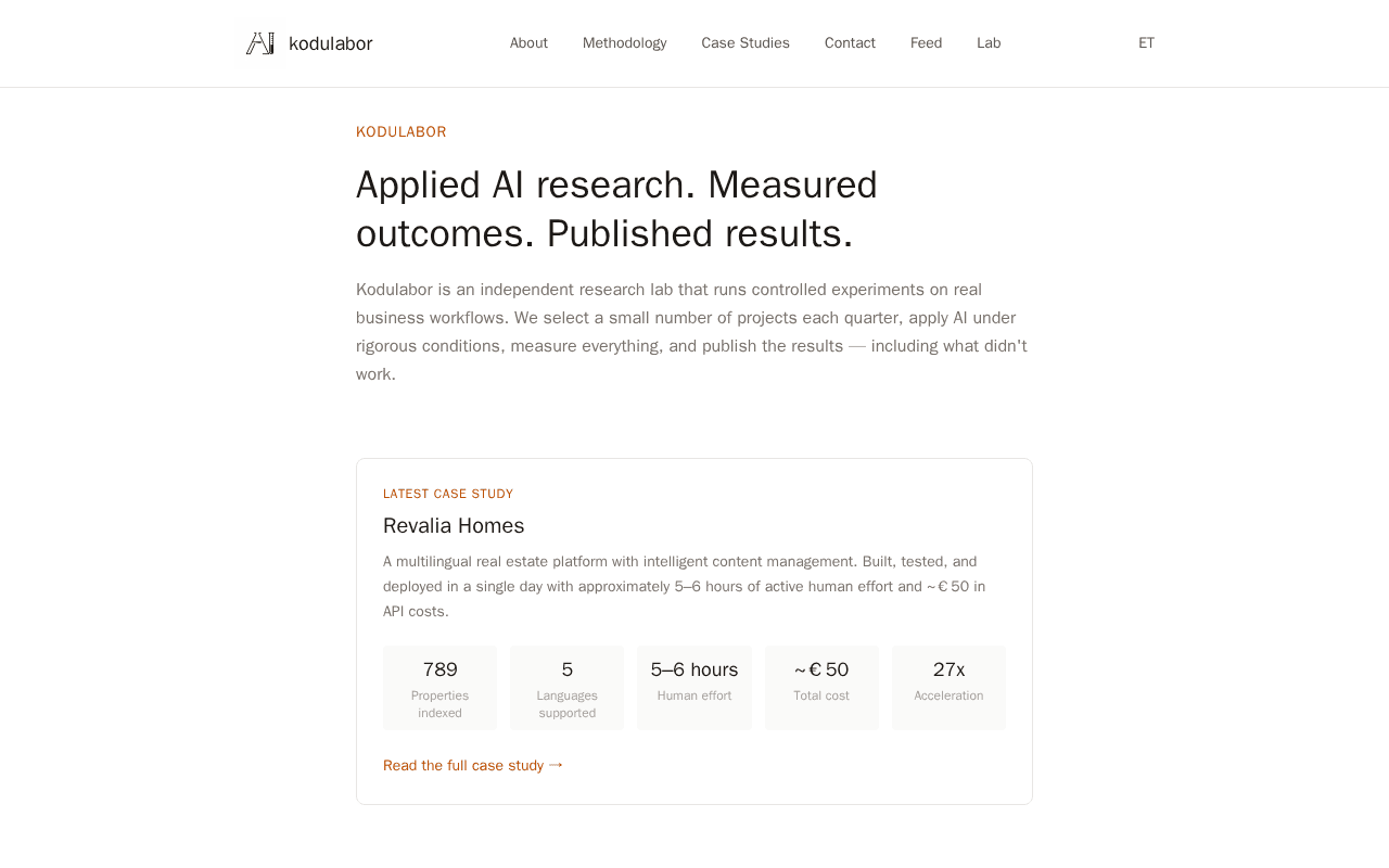 Screenshot of kodulabor.ai