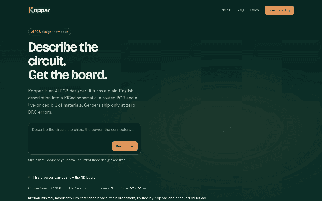 Screenshot of koppar.ai