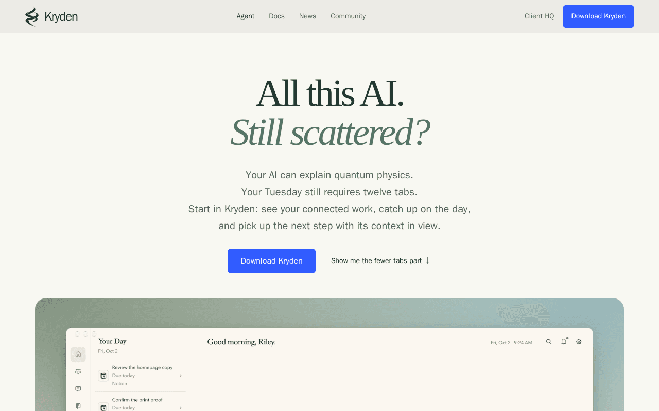 Screenshot of kryden.ai