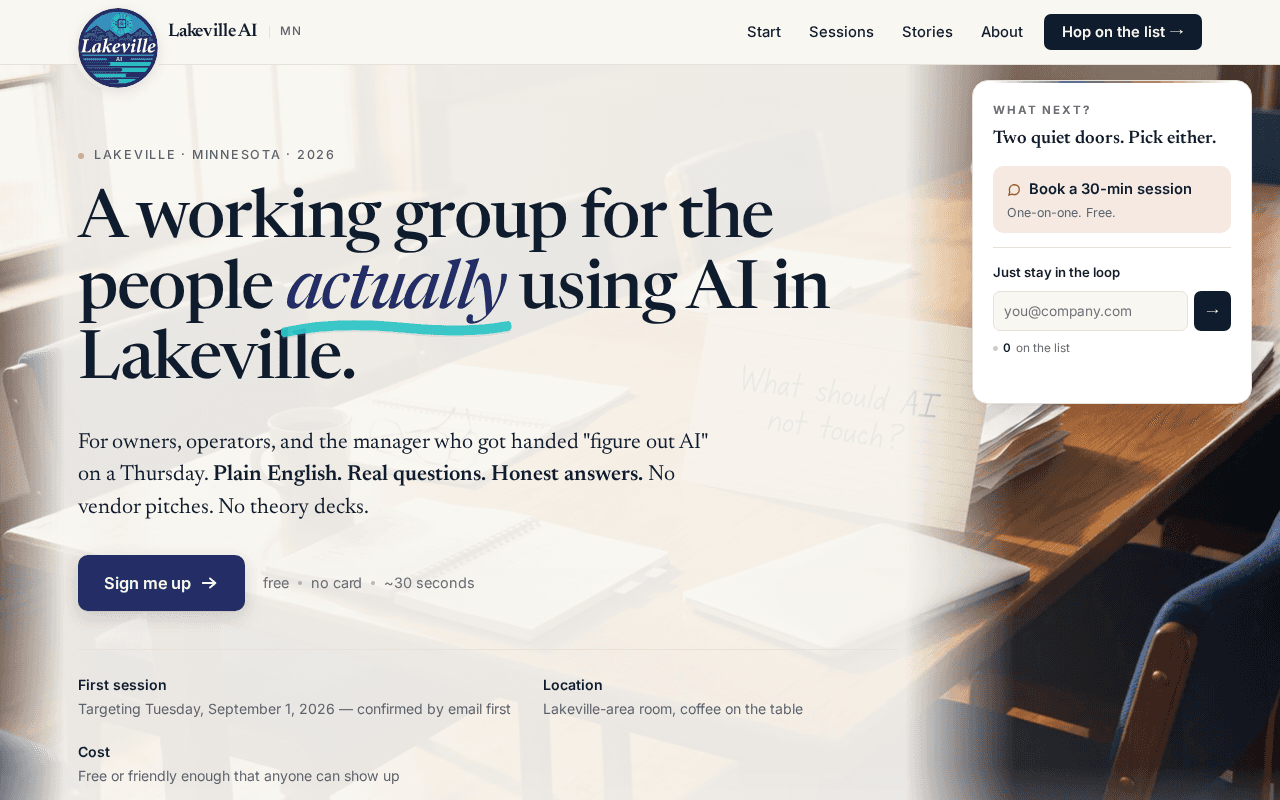 Screenshot of lakeville.ai