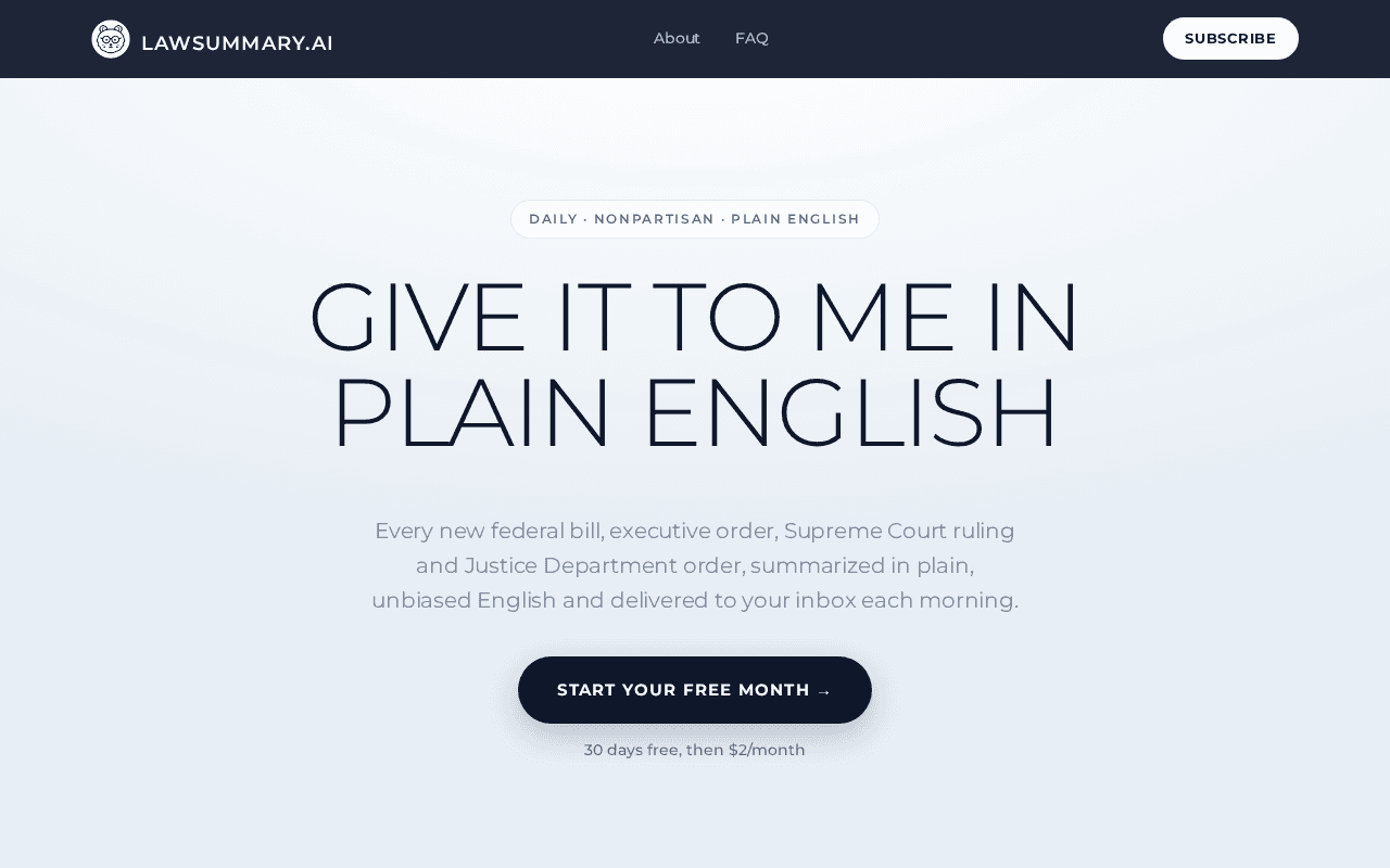 Screenshot of lawsummary.ai