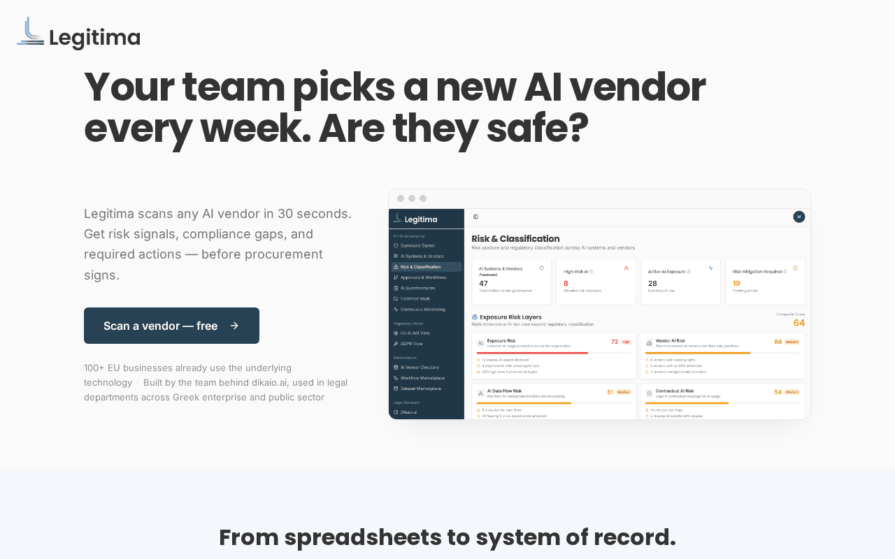Screenshot of legitima.ai