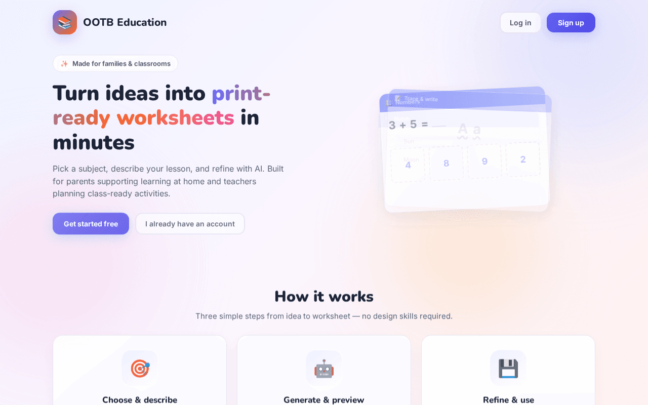 Screenshot of lessonbox.ai