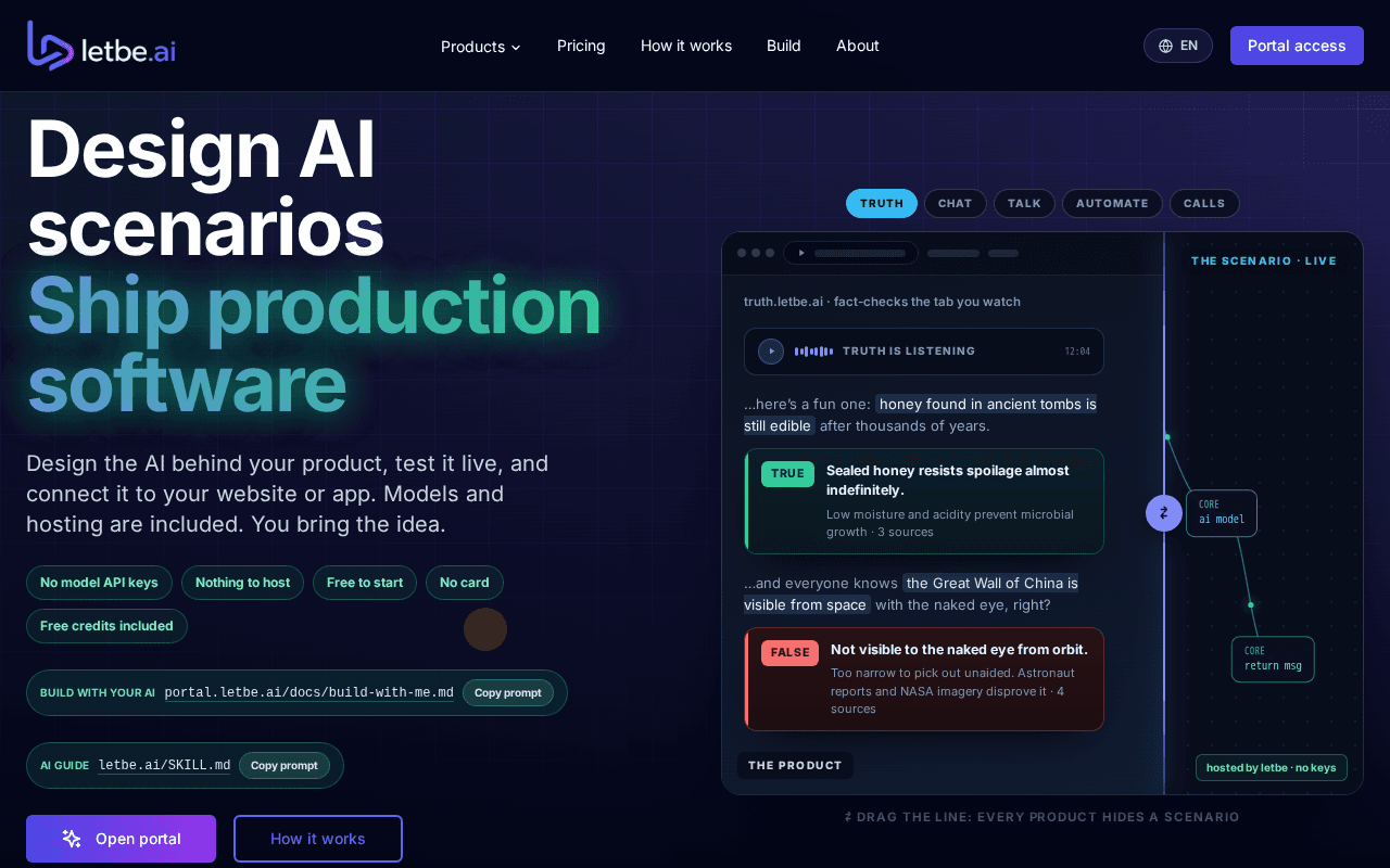 Screenshot of letbe.ai