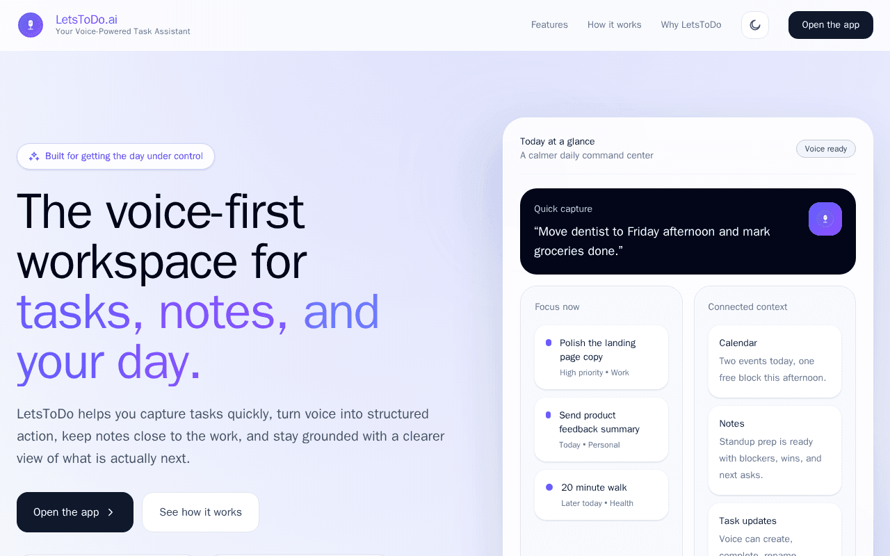 Screenshot of letstodo.ai