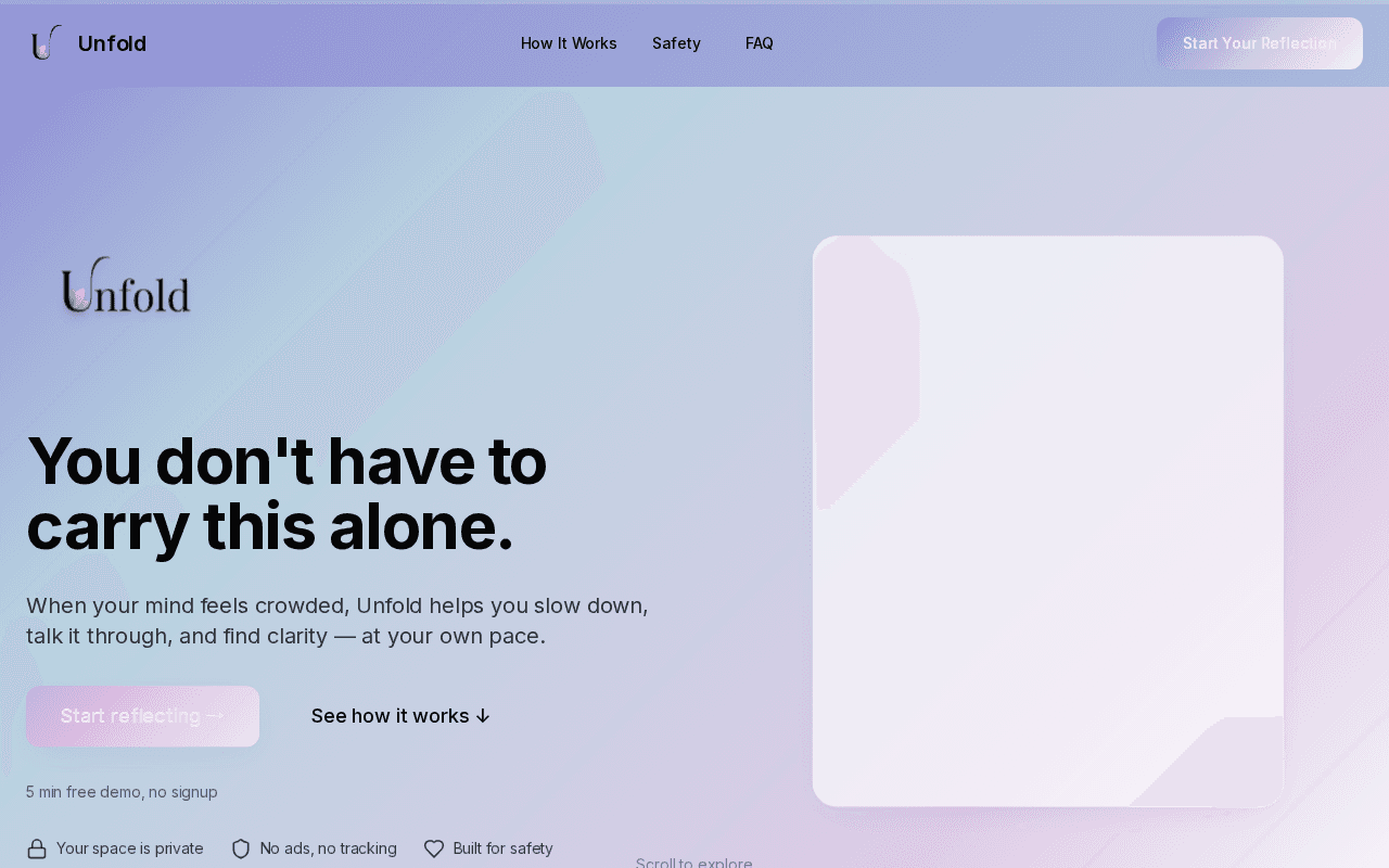 Screenshot of letsunfold.ai