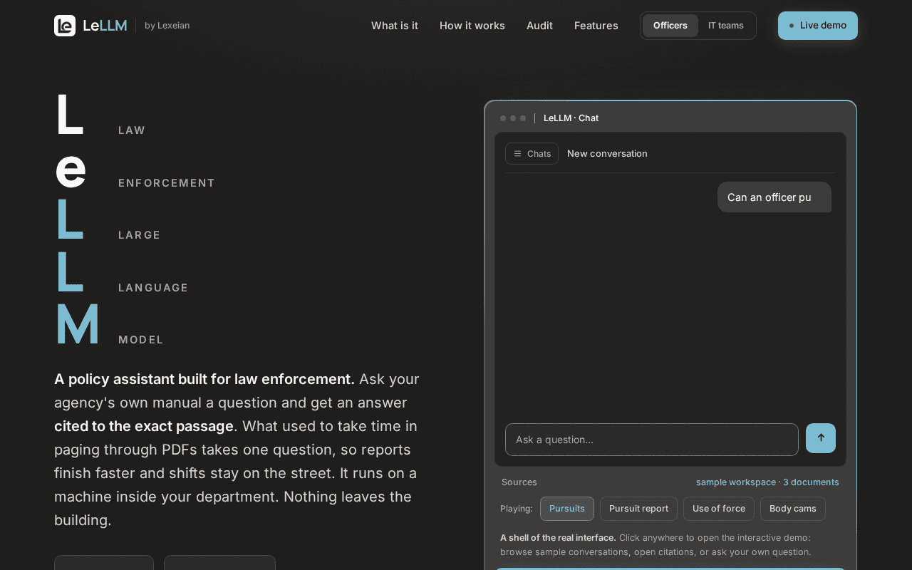 Screenshot of lexeian.ai