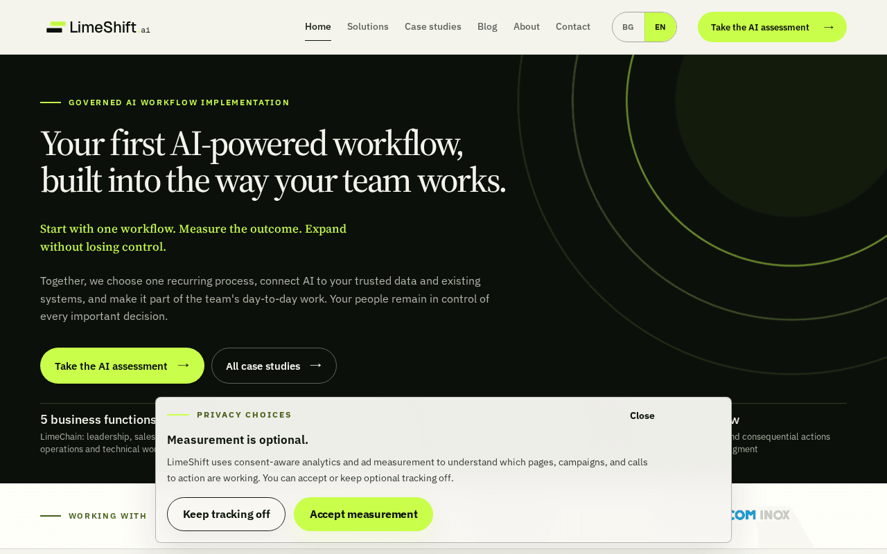 Screenshot of limeshift.ai