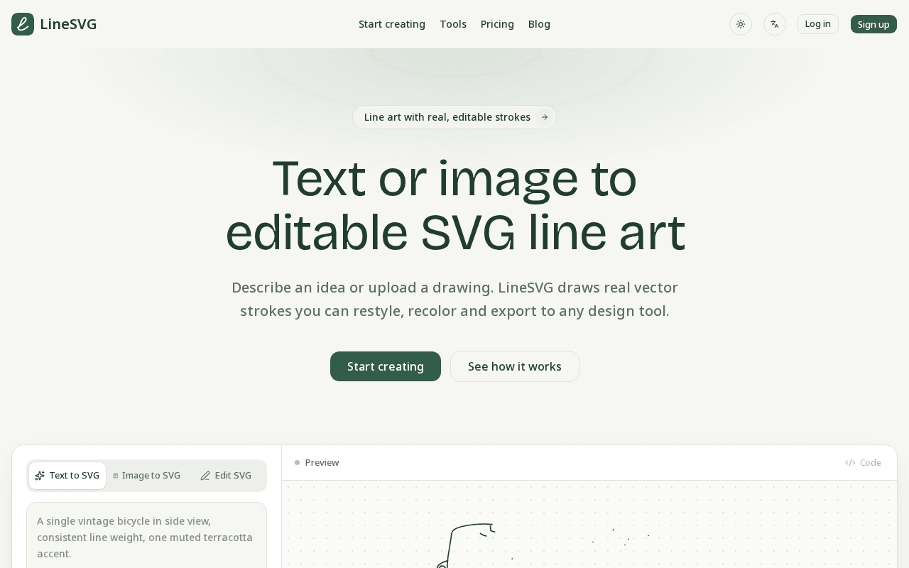 Screenshot of linesvg.ai