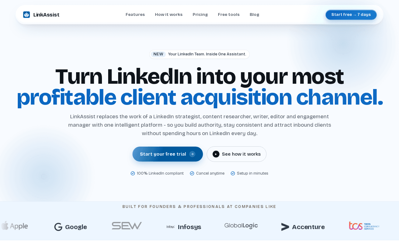 Screenshot of linkassist.ai