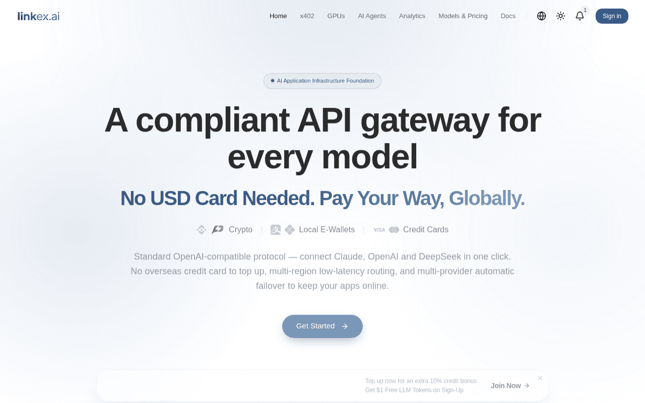 Screenshot of linkex.ai