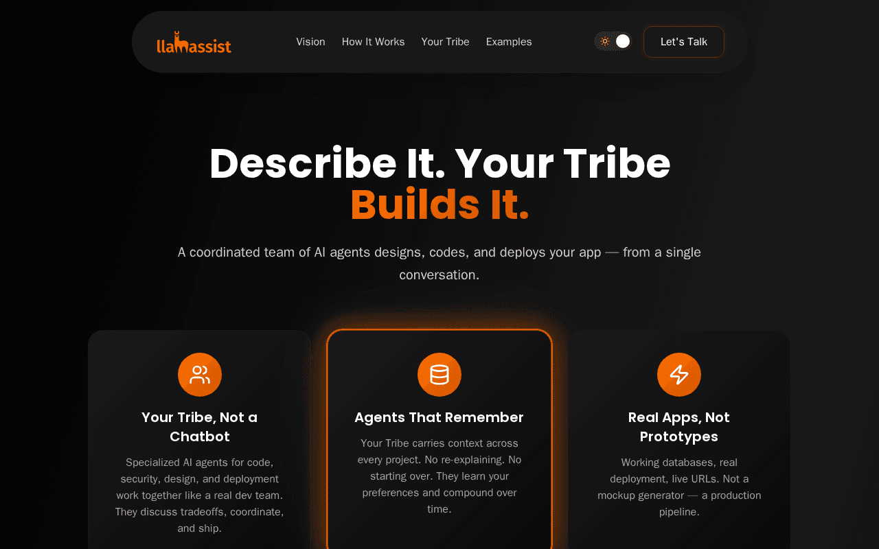 Screenshot of llamassist.ai
