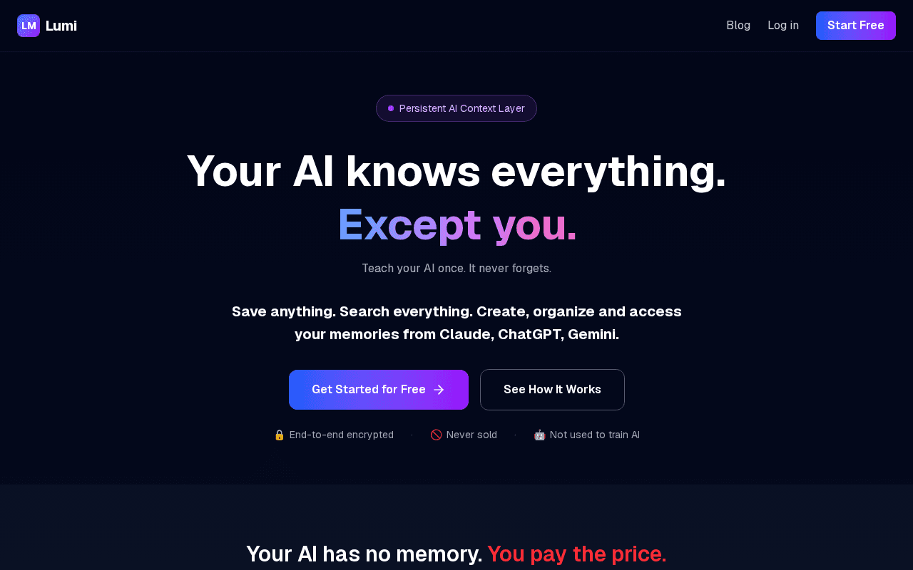 Screenshot of llmmemory.ai