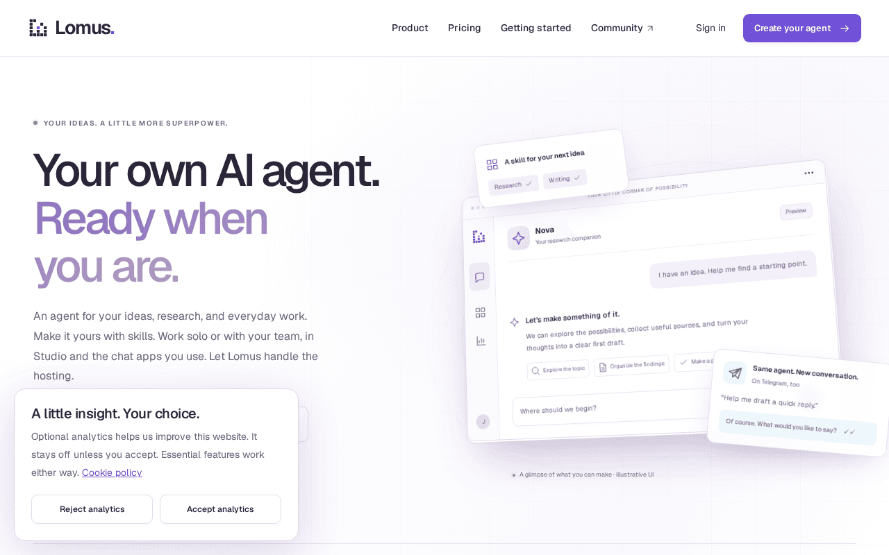 Screenshot of lomus.ai