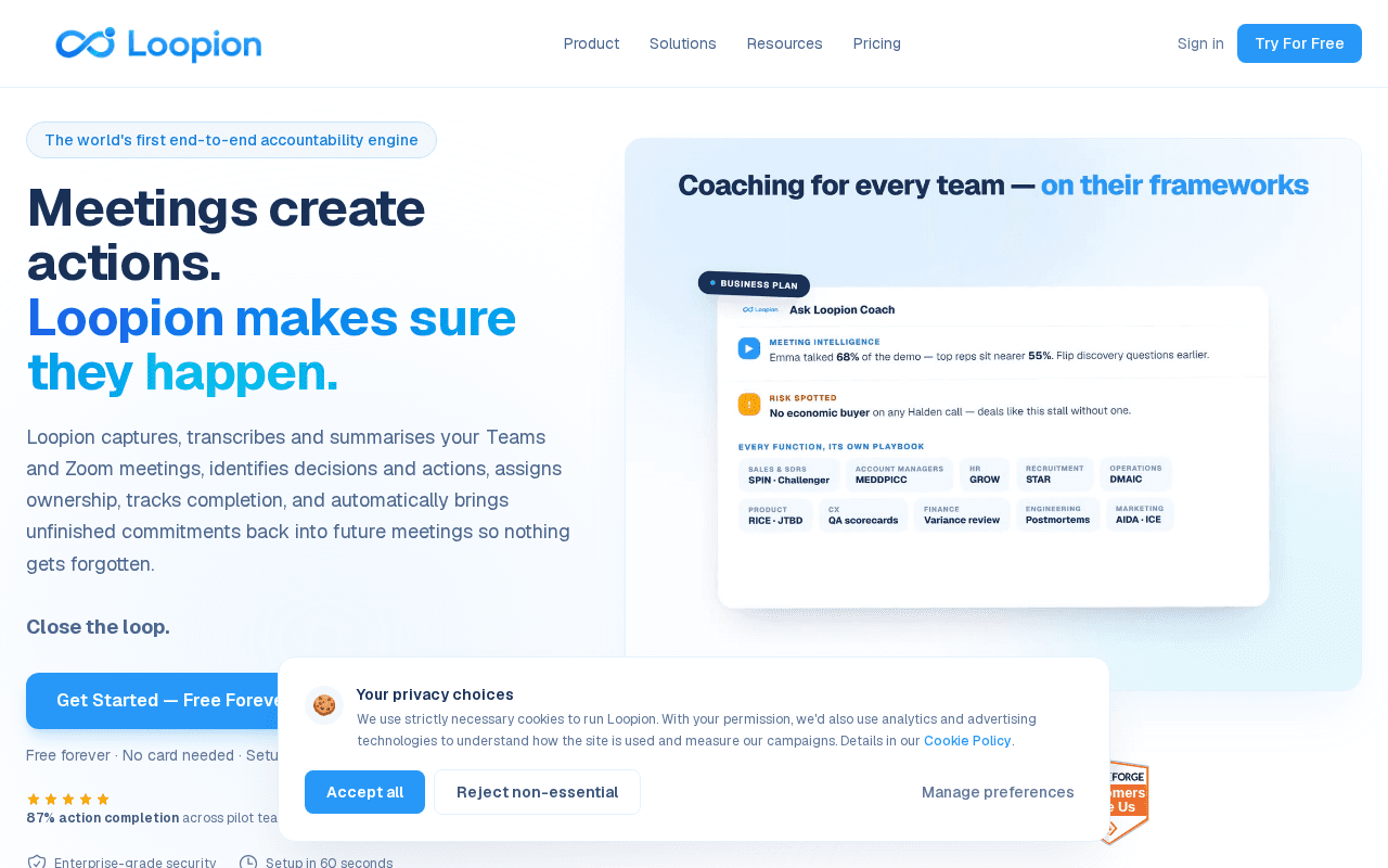 Screenshot of loopion.ai