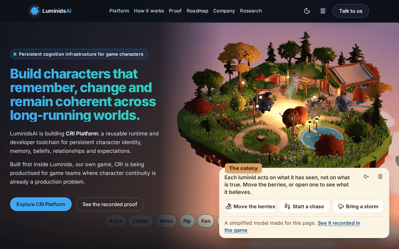 Screenshot of luminids.ai