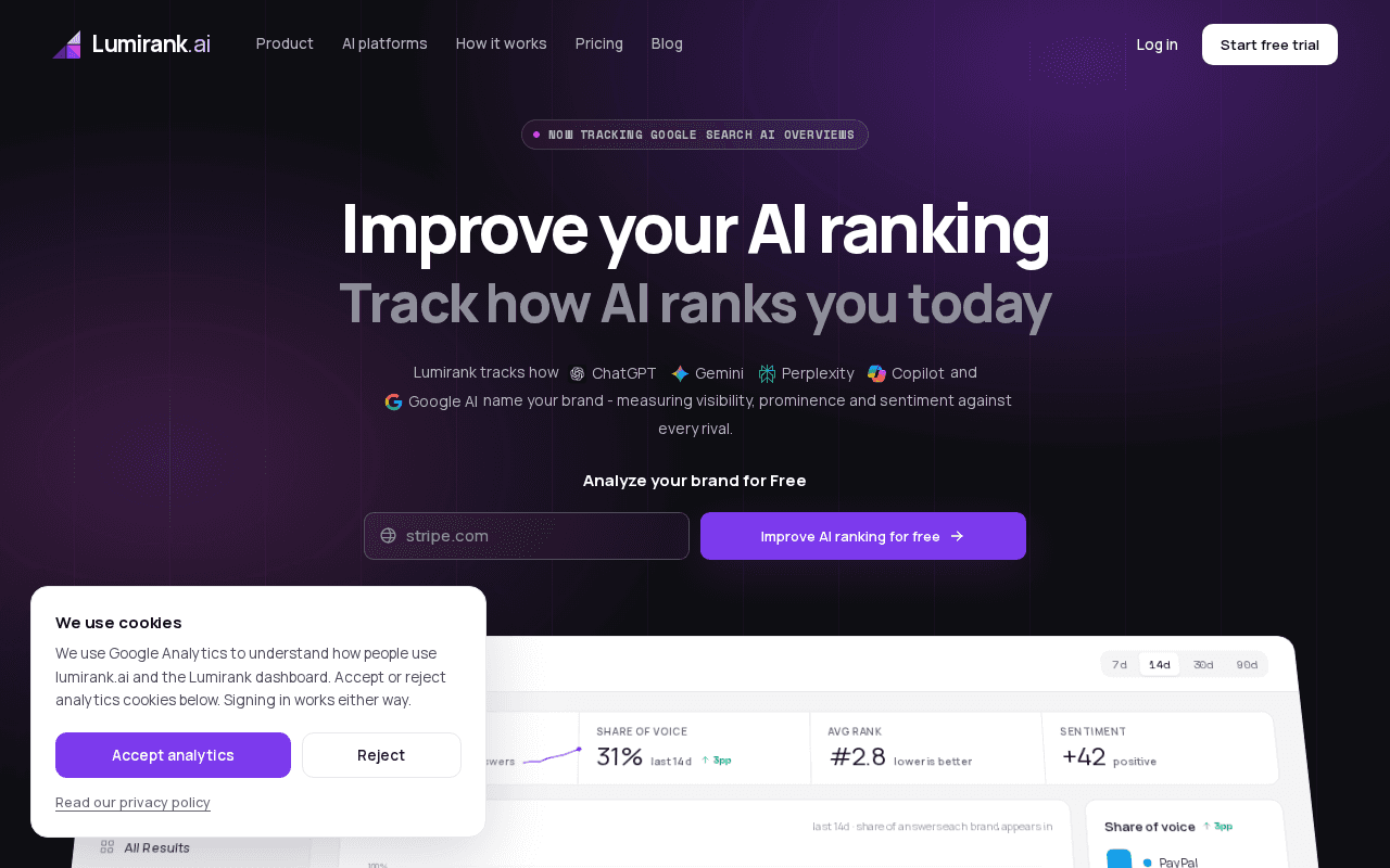 Screenshot of lumirank.ai