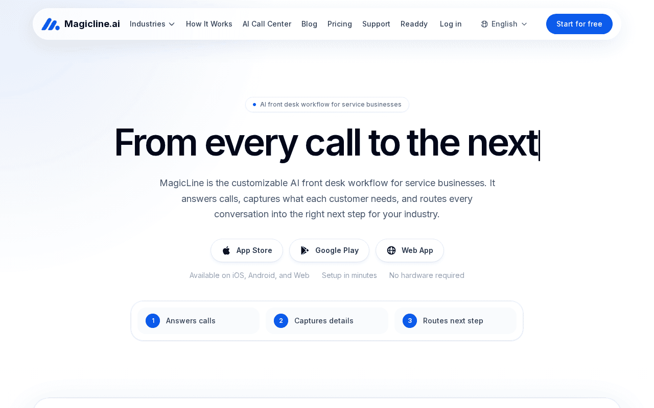 Screenshot of magicline.ai