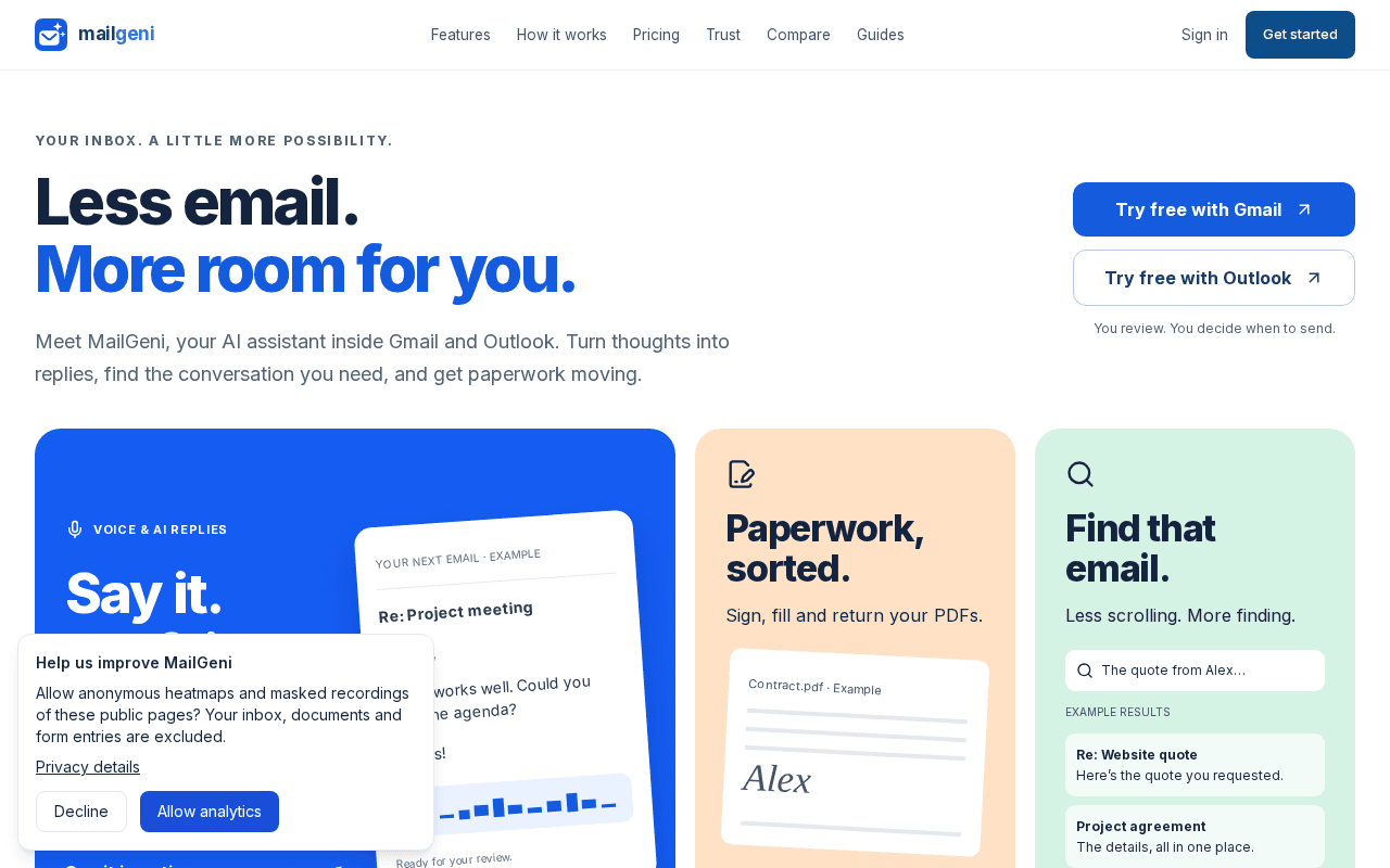 Screenshot of mailgeni.ai