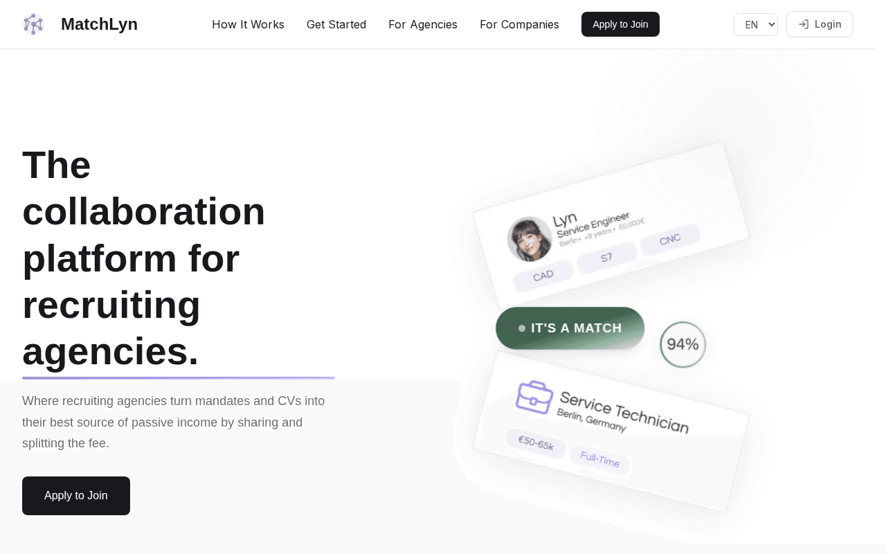 Screenshot of matchlyn.ai