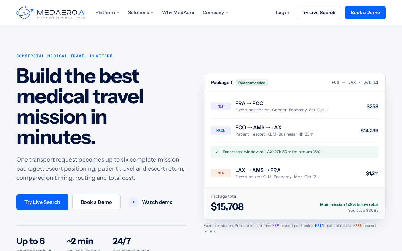Screenshot of medaero.ai