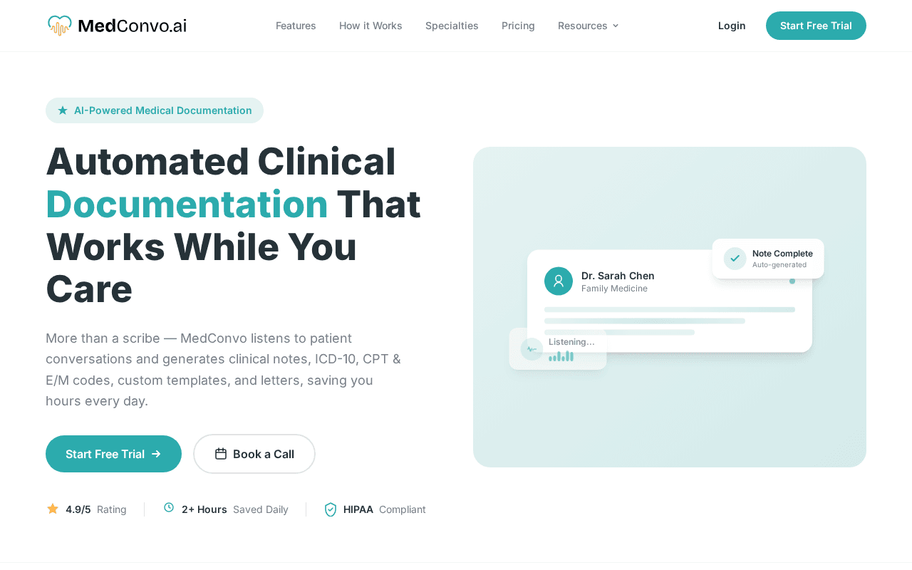 Screenshot of medconvo.ai