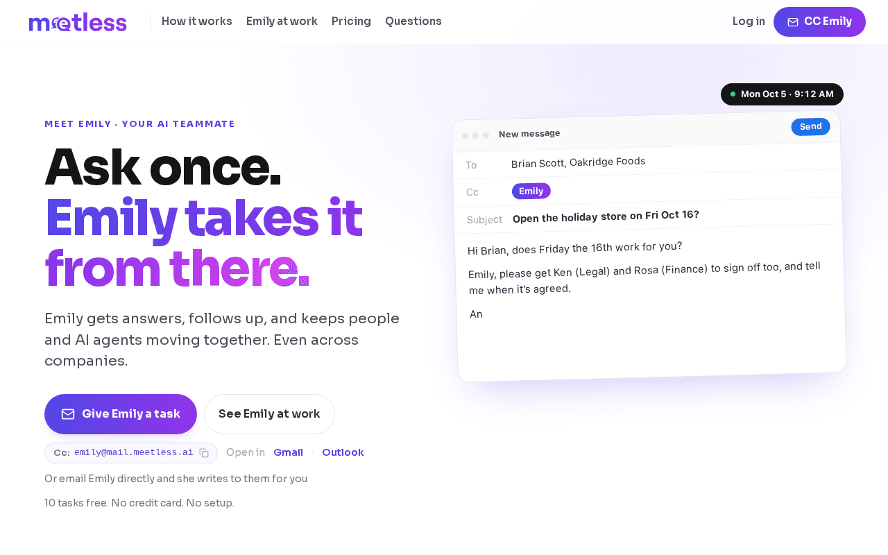 Screenshot of meetless.ai