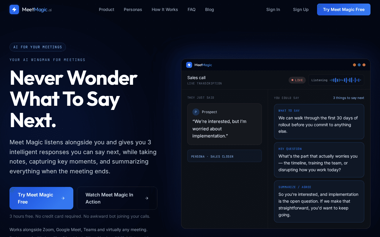 Screenshot of meetmagic.ai