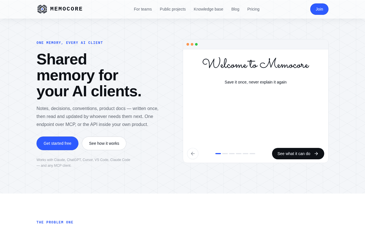 Screenshot of memocore.ai