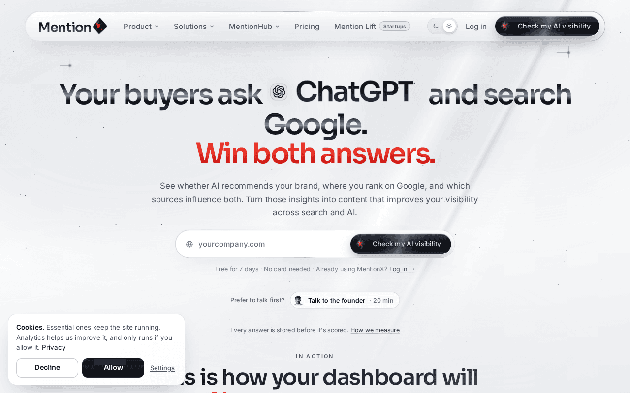 Screenshot of mentionx.ai