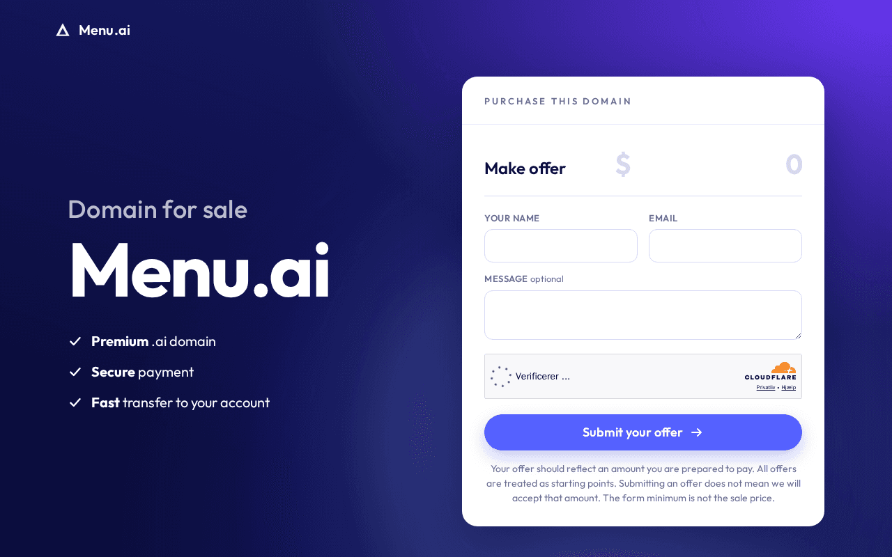 Screenshot of menu.ai