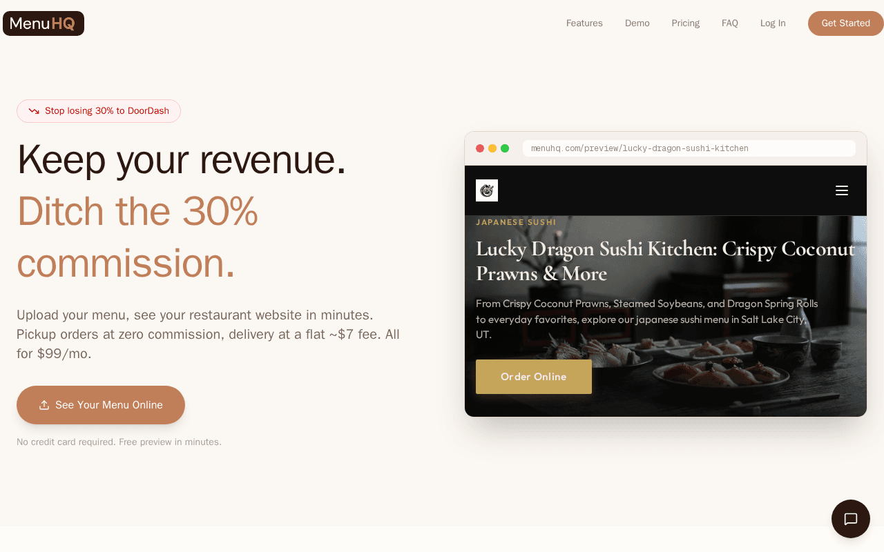 Screenshot of menuhq.ai