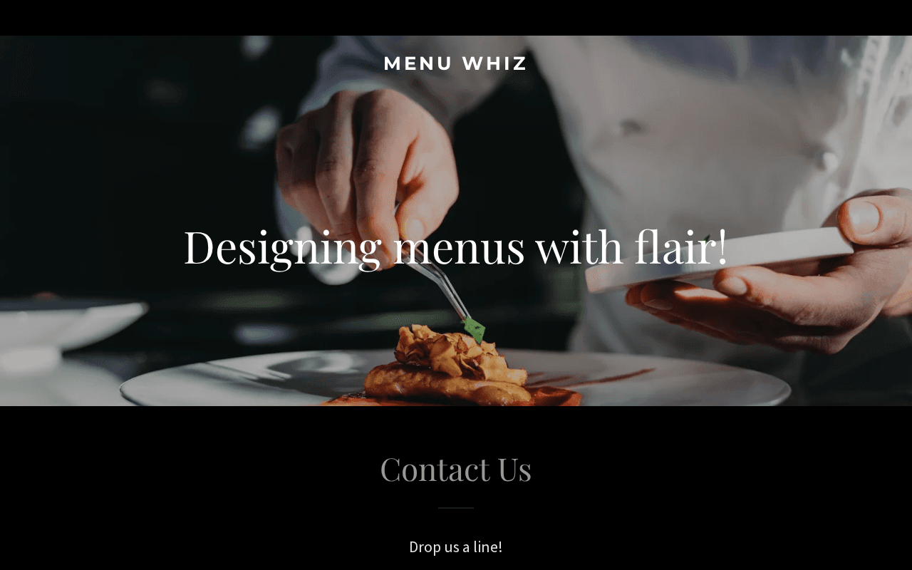 Screenshot of menuwhiz.ai