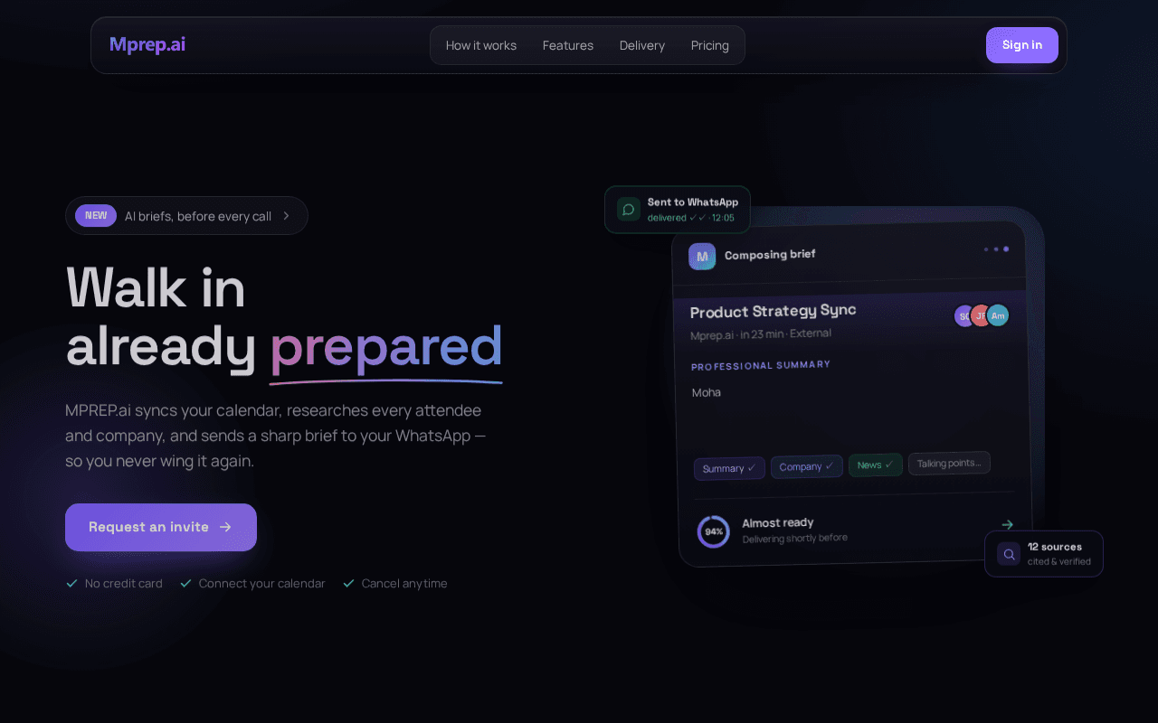 Screenshot of mprep.ai