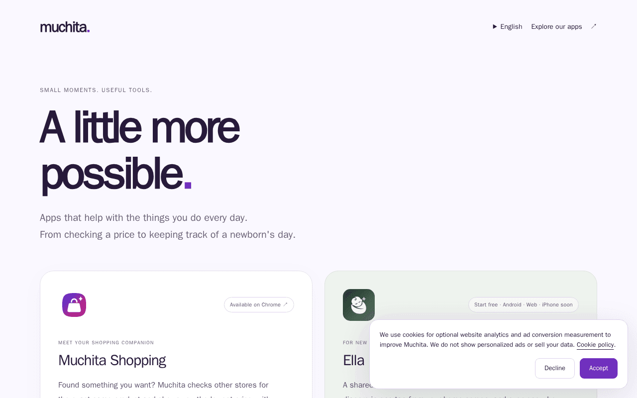 Screenshot of muchita.ai
