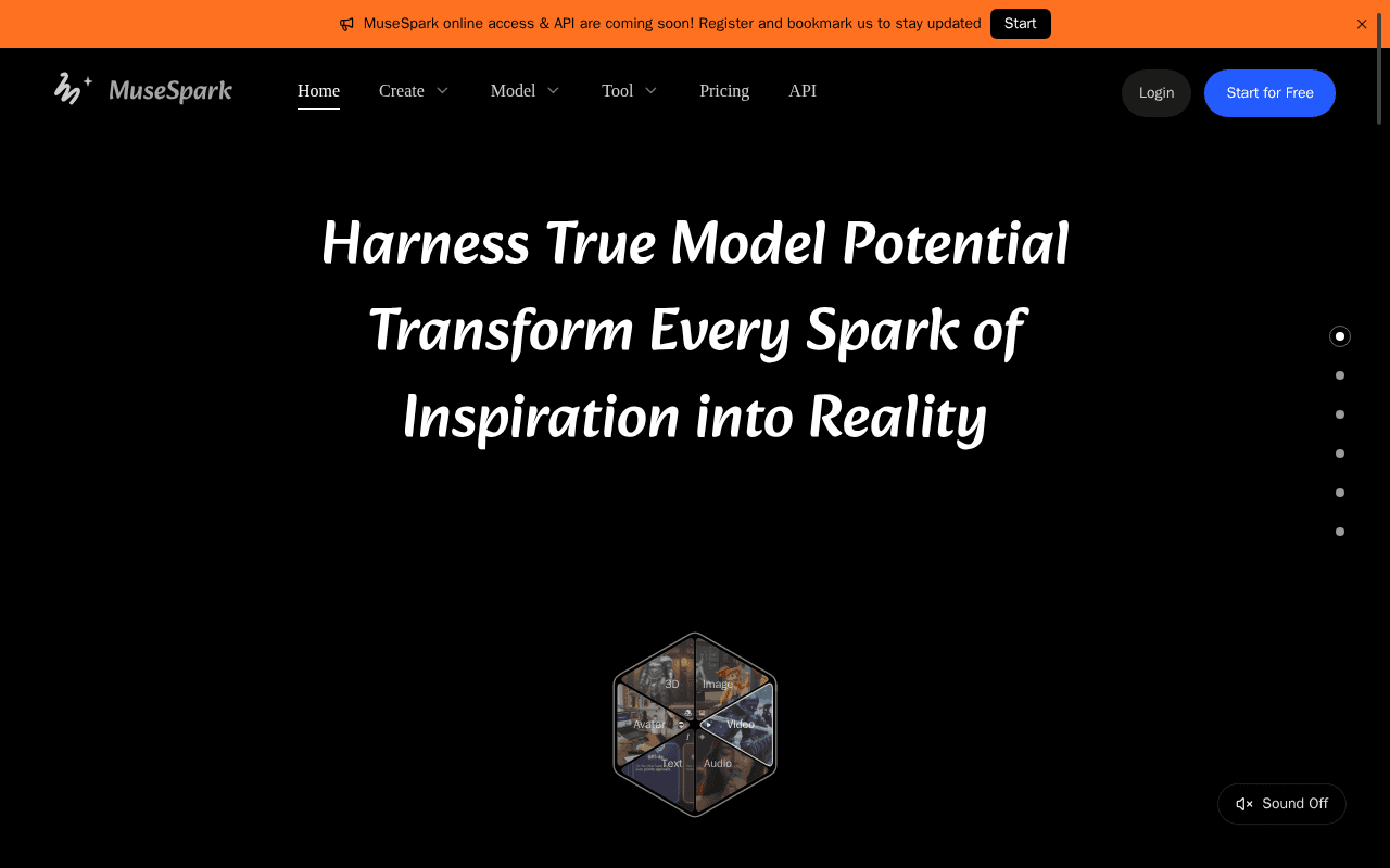 Screenshot of musespark.ai